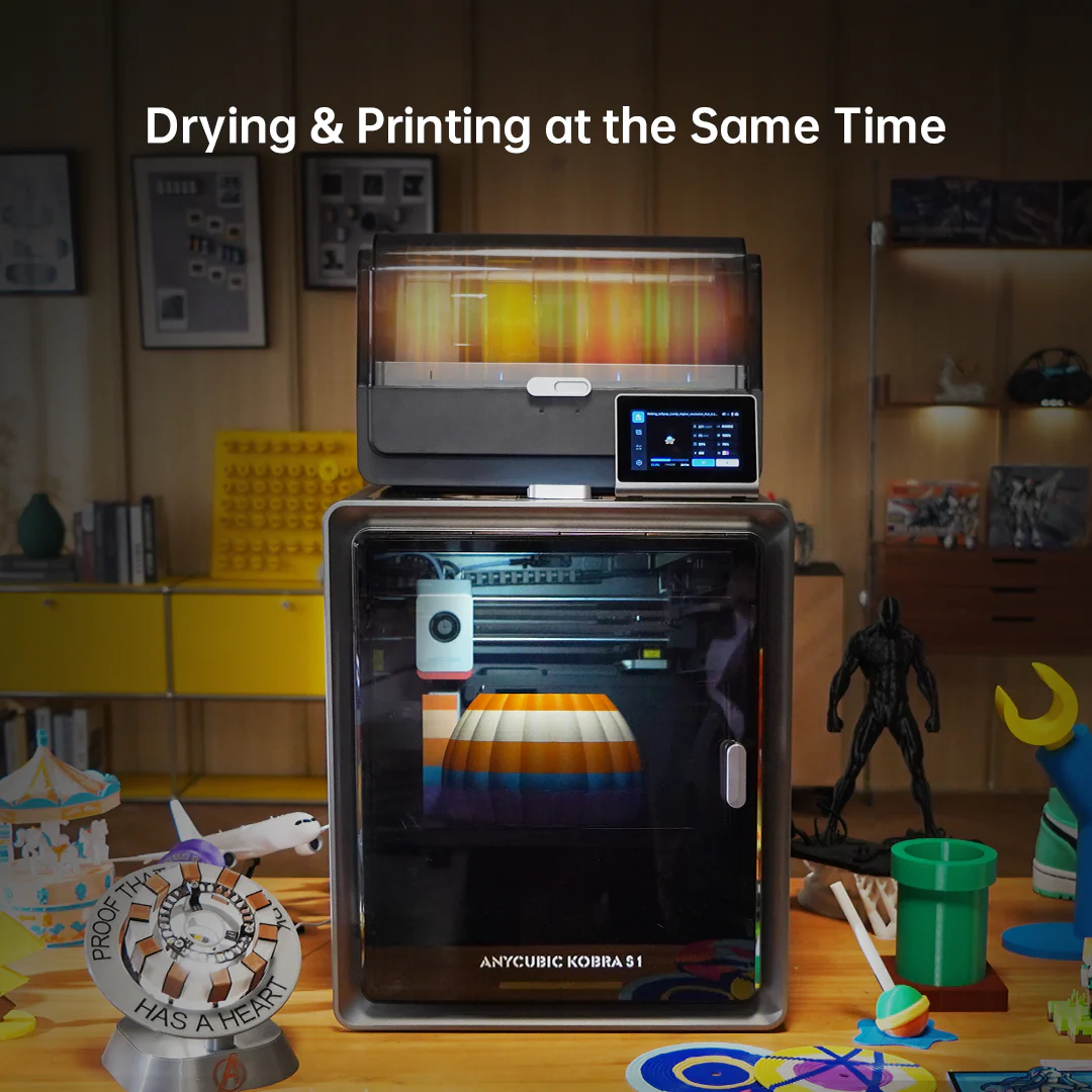 Anycubic Kobra S1 Combo 3D Printer, 4 Stunning Multicolor, Intelligent Drying While Printing, Built-in Camera, 600mm/s High Speed and 320℃ Hotend Free-Clog Extruder - Image 4